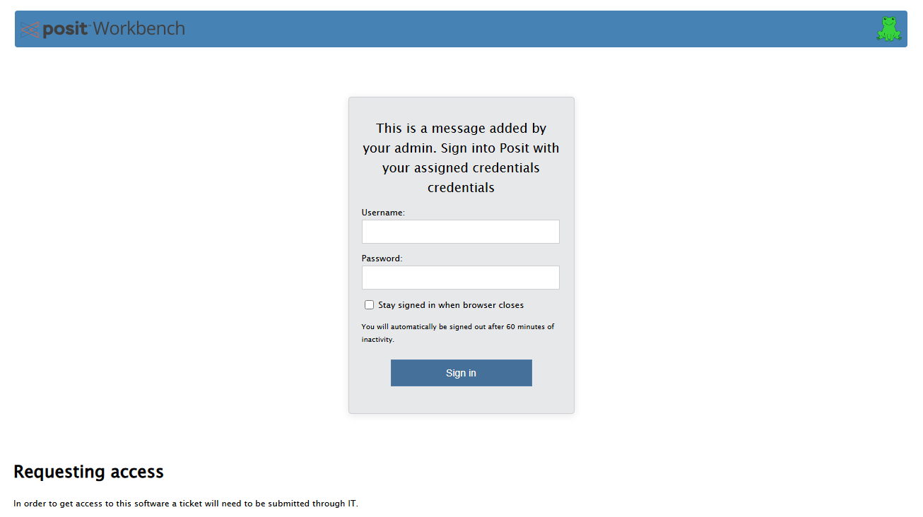 Workbench login page